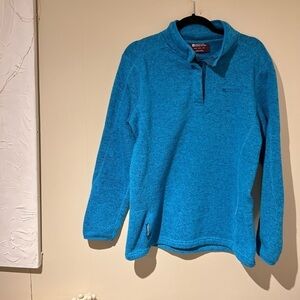 Mountain Warehouse Nevis Fleece Button 1/4 High Neck Pullover - Size 8 in Blue